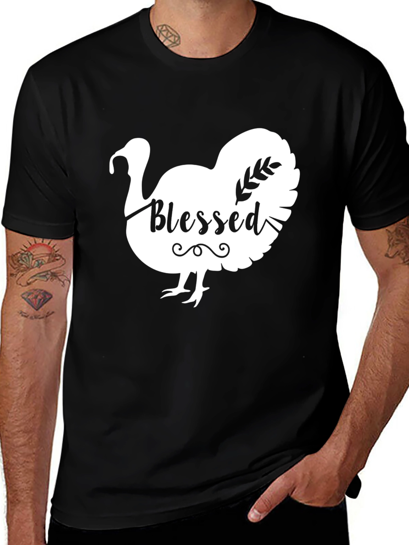Blessed Thanksgiving Turkey T-Shirt - Black