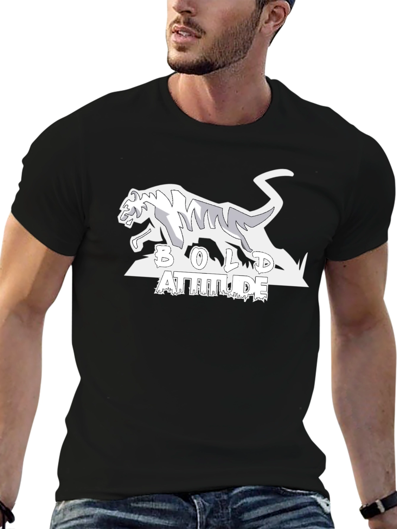 Bold Attitude Tiger Graphic Tee - Black