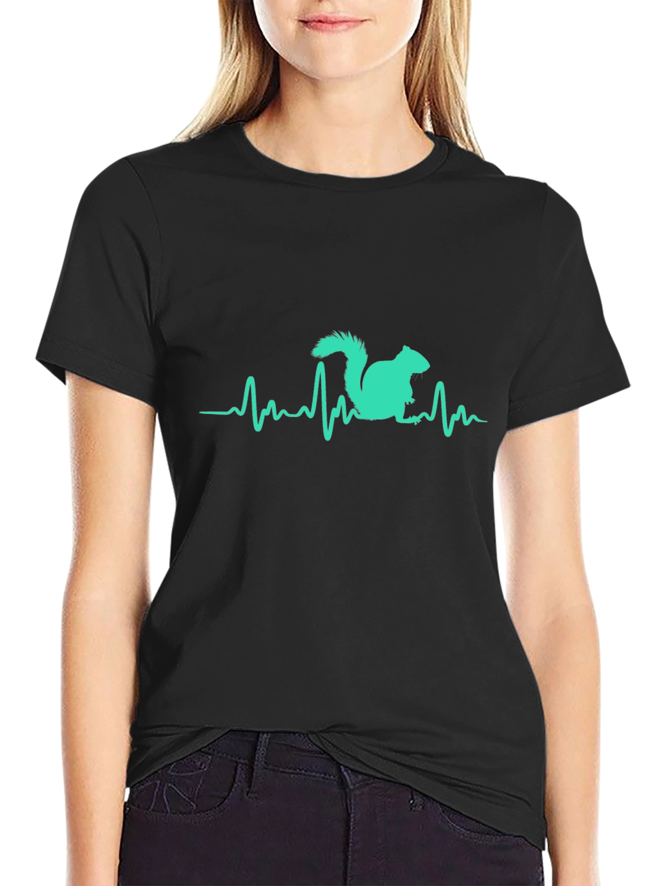 Squirrel Heartbeat T-Shirt - Black