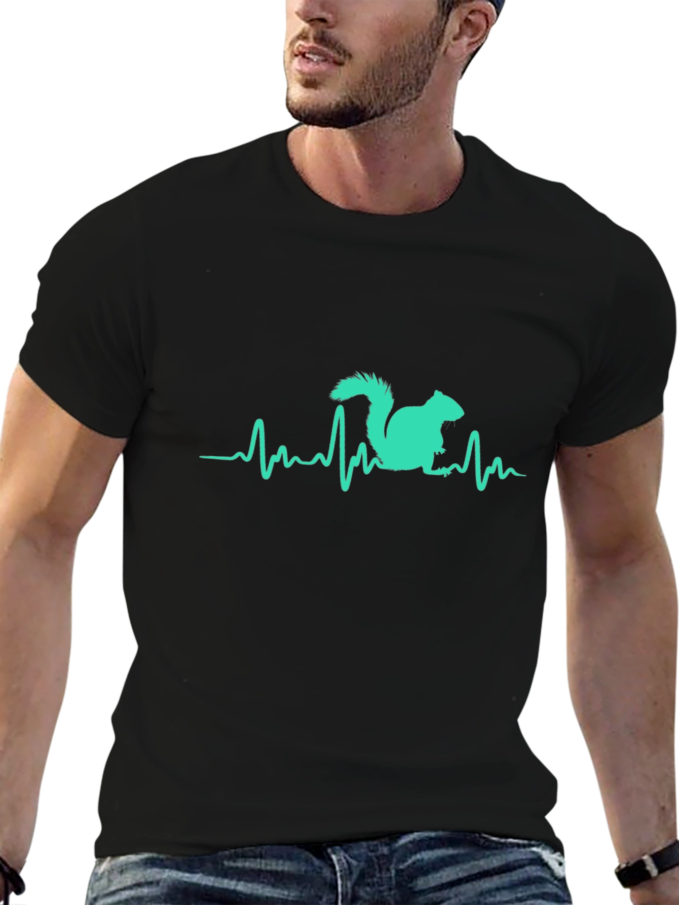 Squirrel Heartbeat T-Shirt - Black