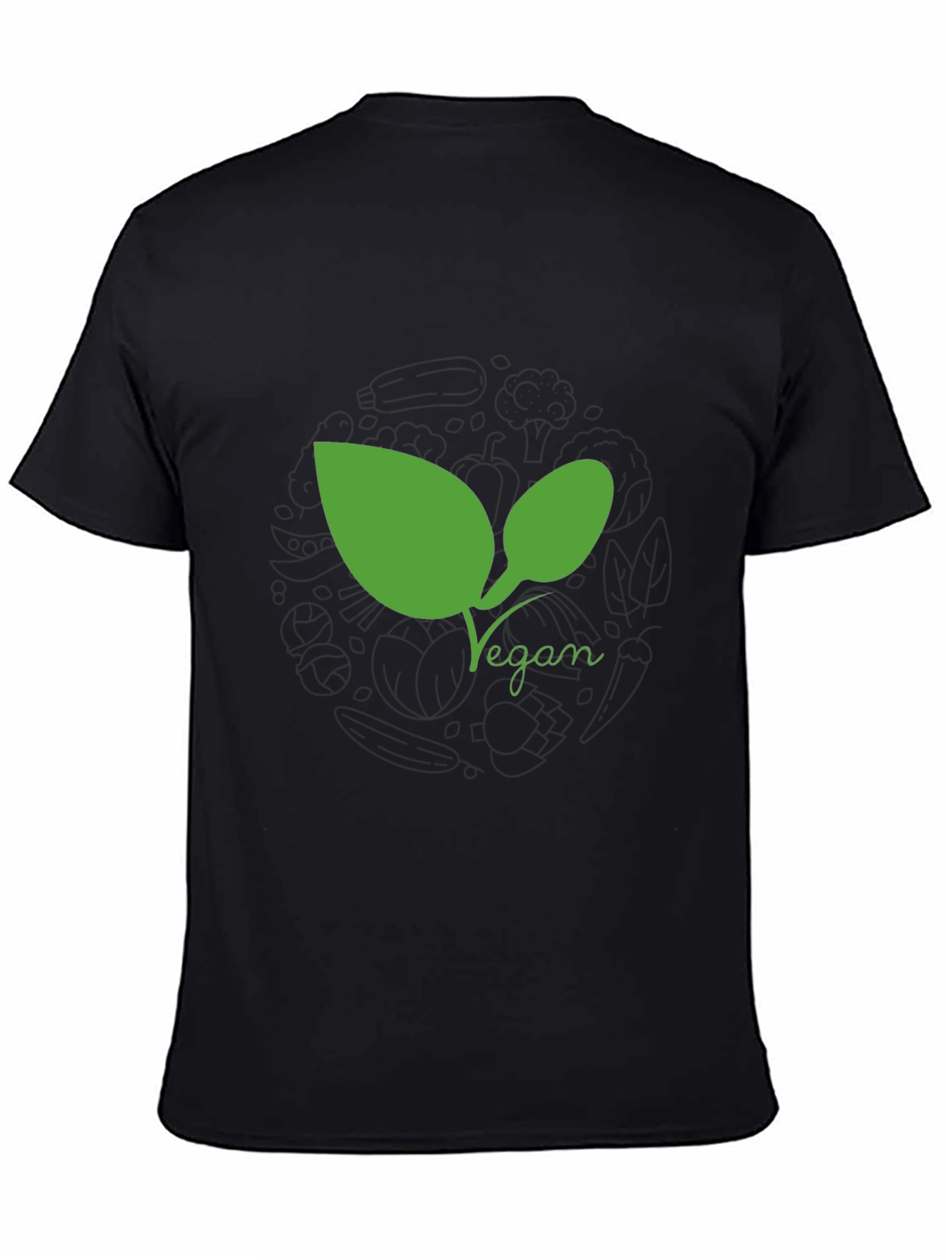 Vegan Leaf Graphic Tee - Black