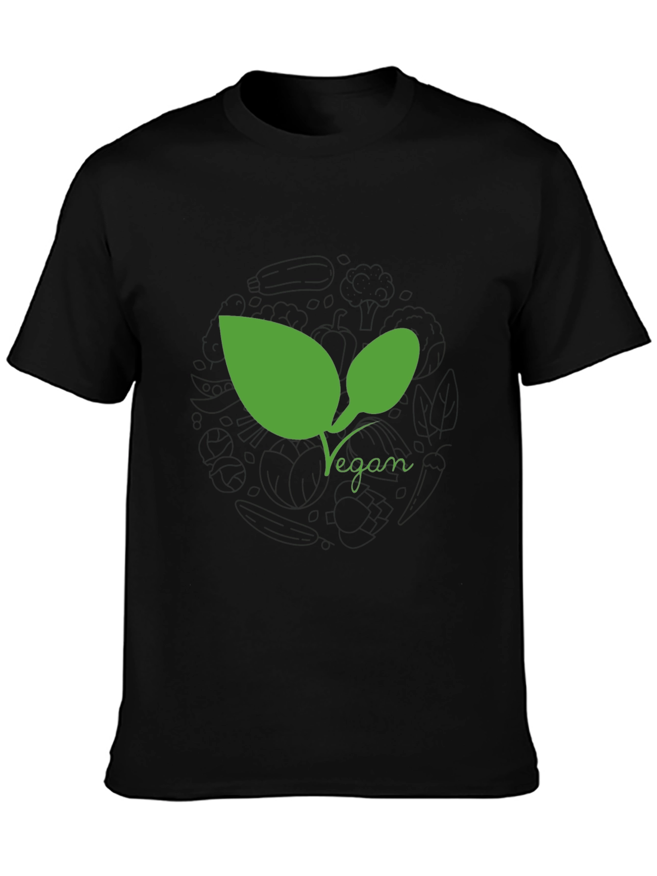 Vegan Leaf Graphic Tee - Black