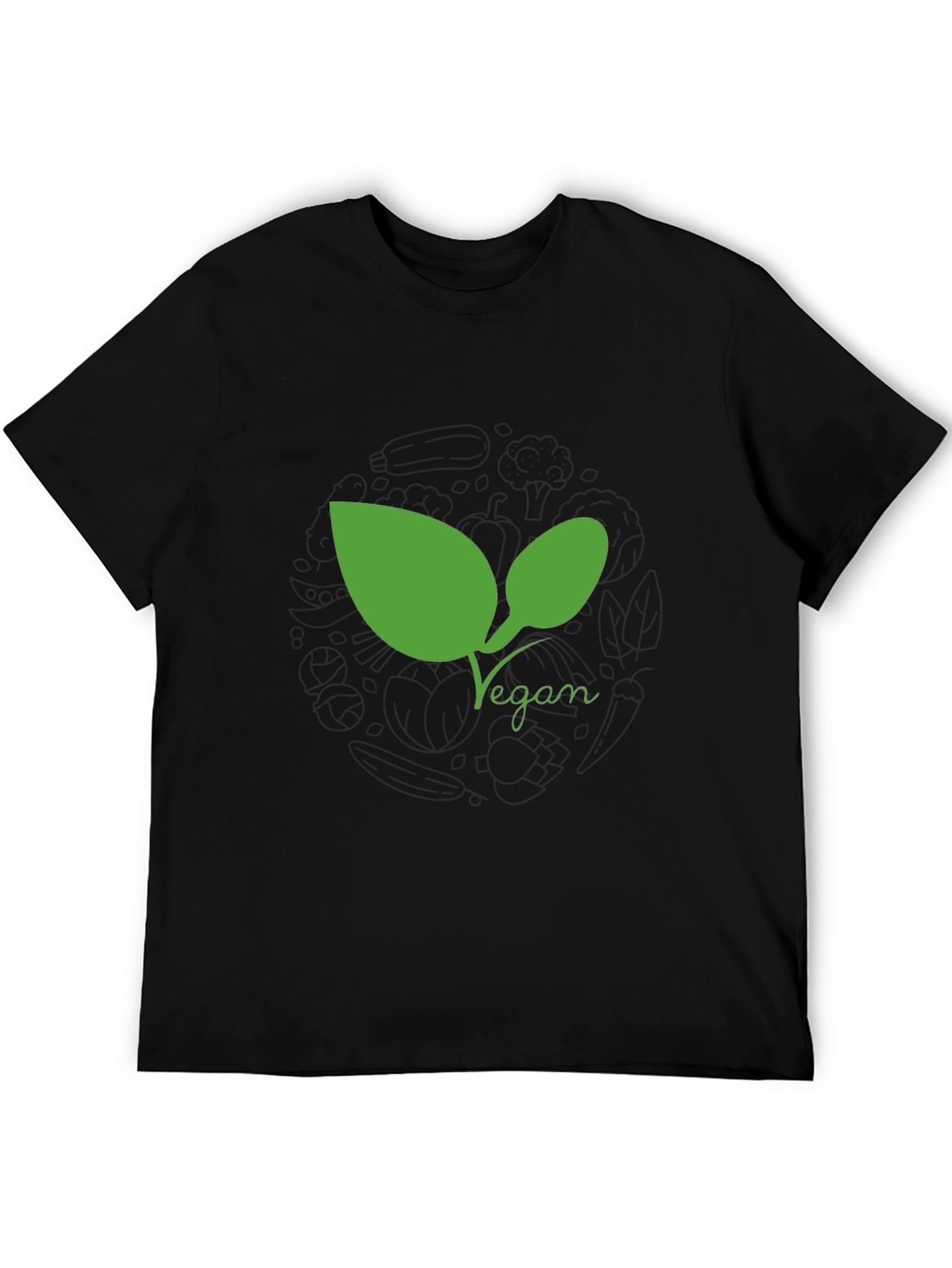 Vegan Leaf Graphic Tee - Black