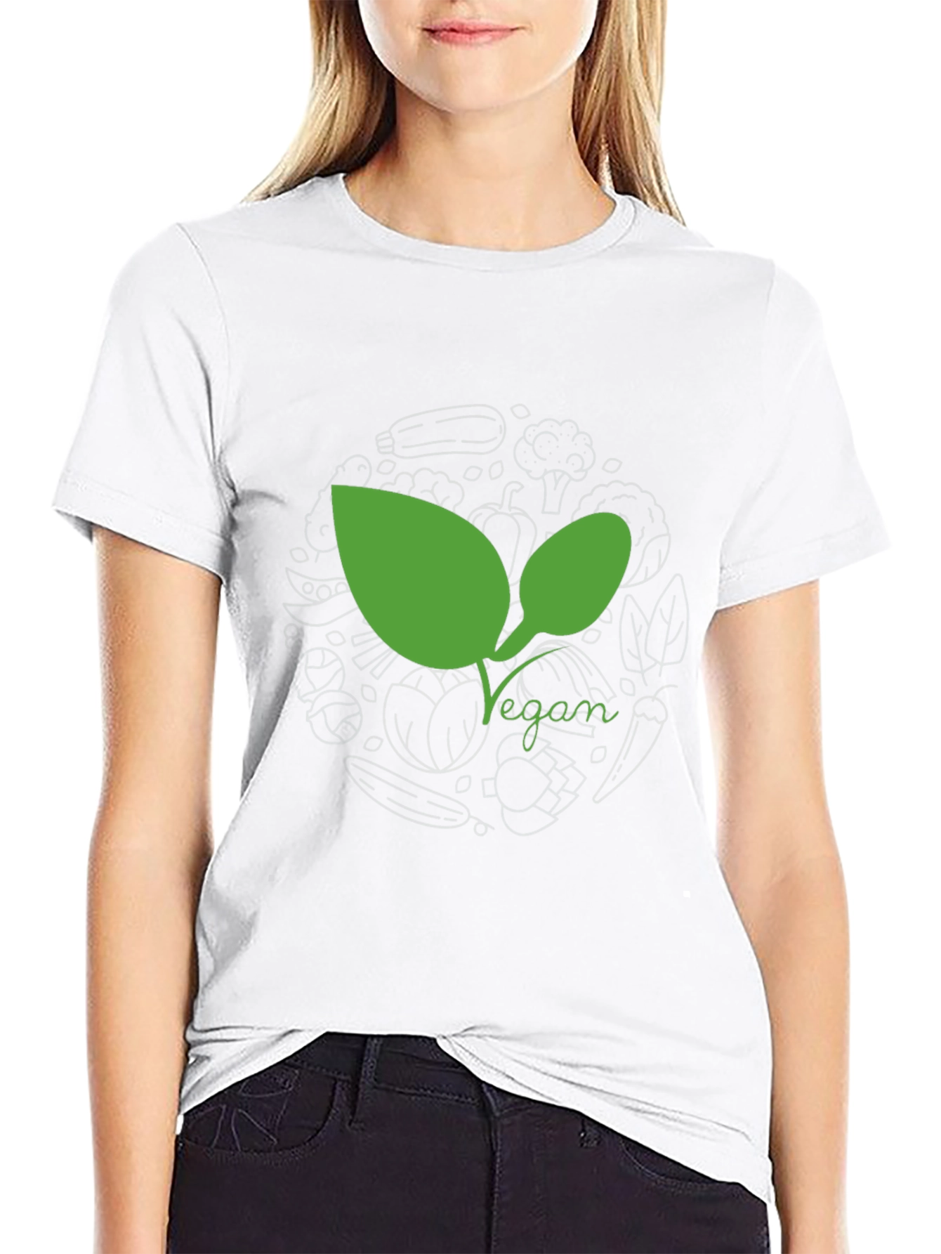 Vegan Leaf Graphic Tee - Black
