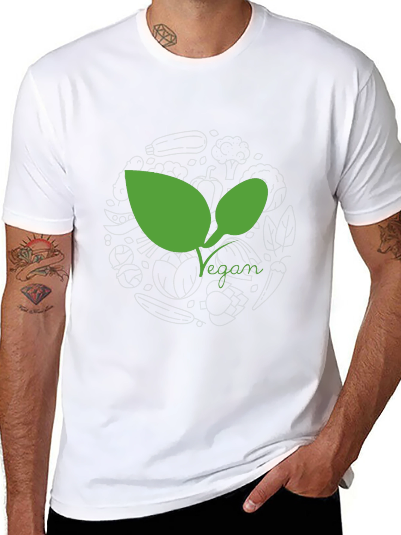Vegan Leaf Graphic Tee - Black