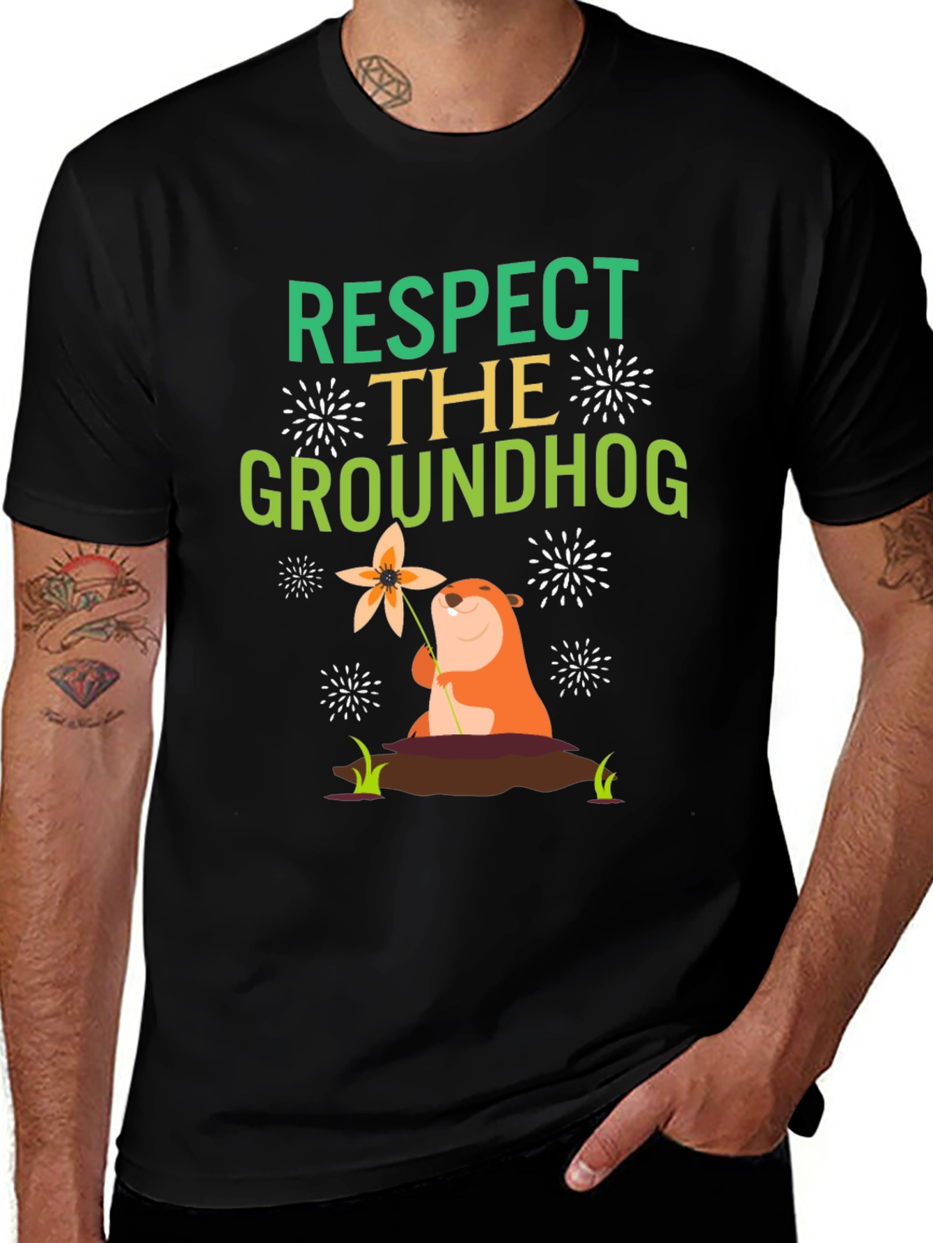 Respect the Groundhog Graphic T-Shirt