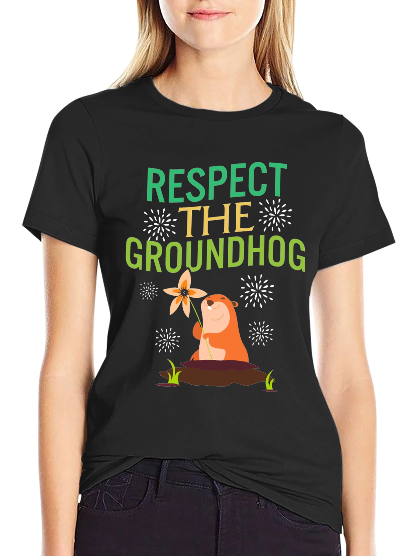 Respect the Groundhog Graphic T-Shirt