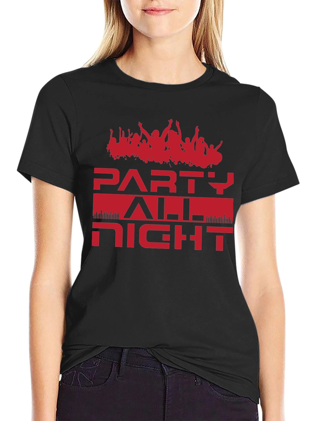 Party All Night Graphic Tee - Black
