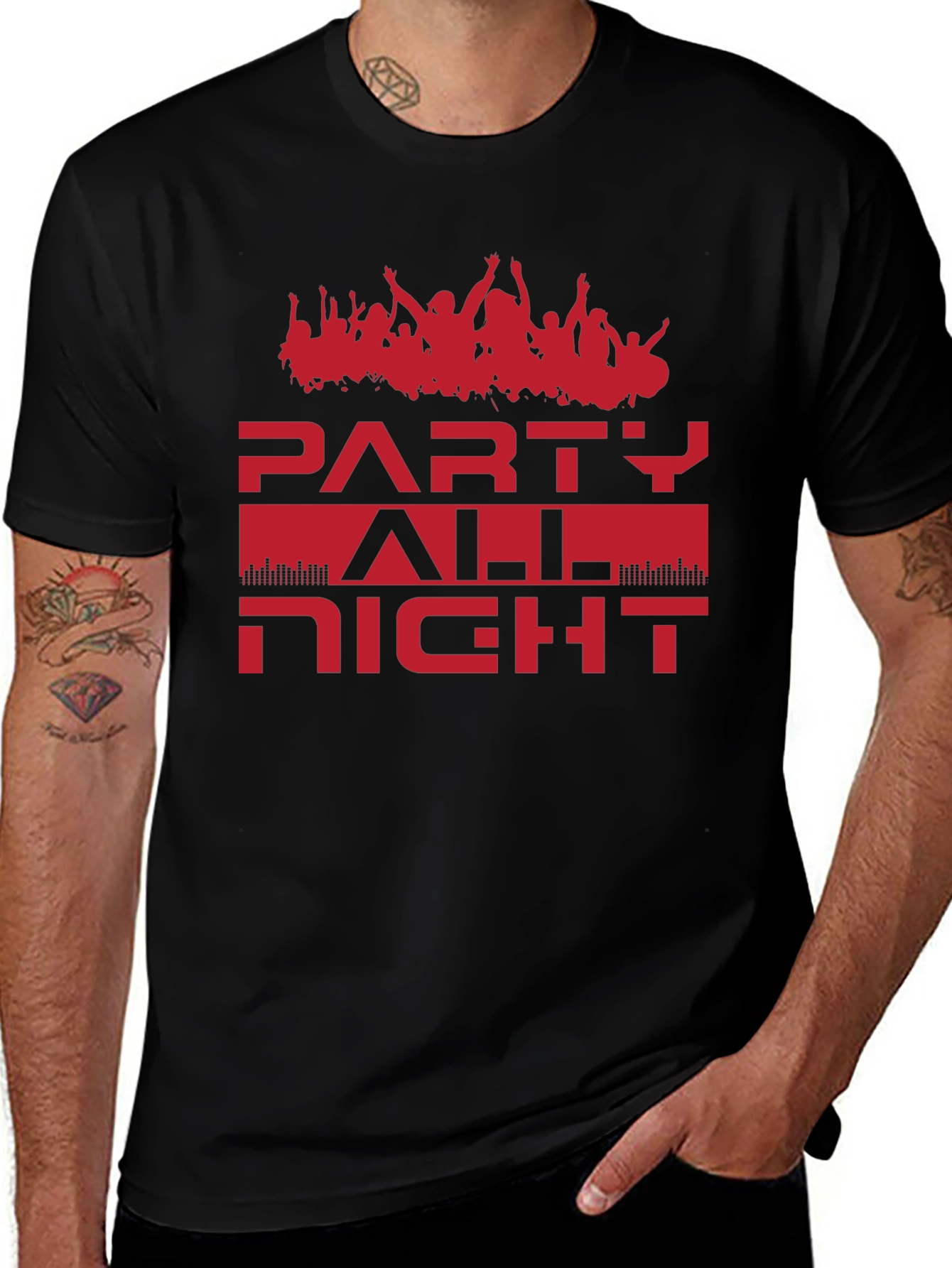 Party All Night Graphic Tee - Black