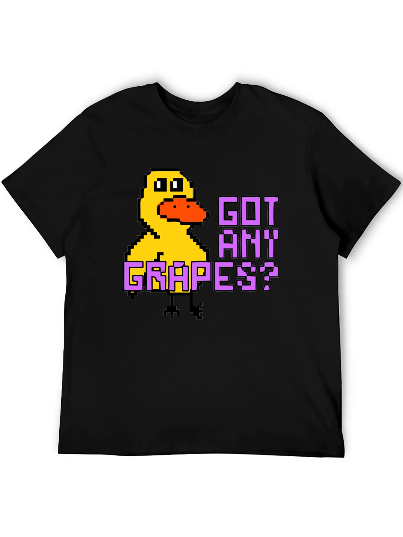 Got Any Grapes? Pixel Duck Black T-Shirt