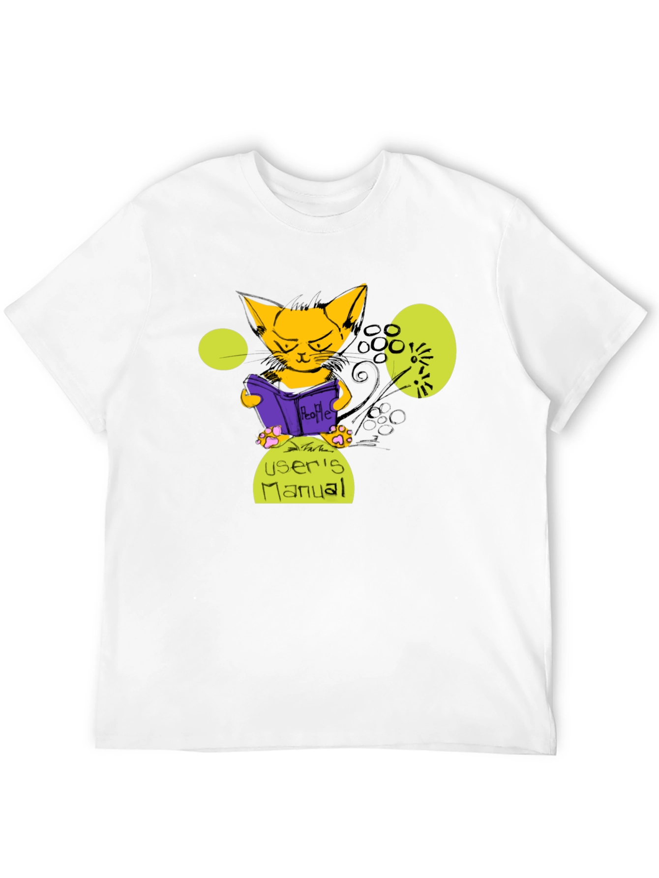 Cat Reading Users Manual Graphic T-Shirt