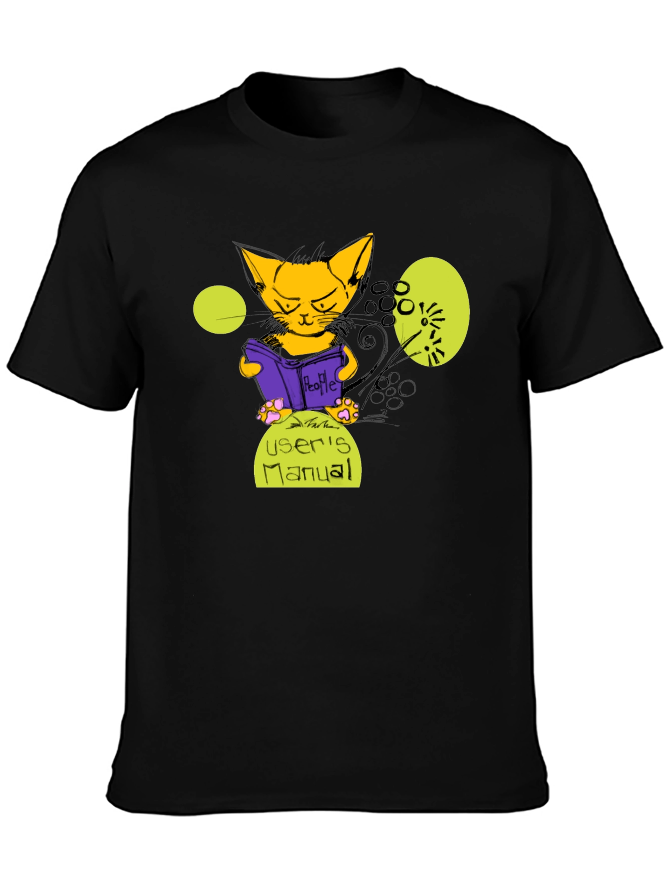 Cat Reading Users Manual Graphic T-Shirt