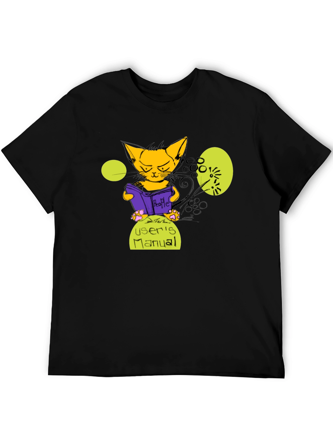 Cat Reading Users Manual Graphic T-Shirt
