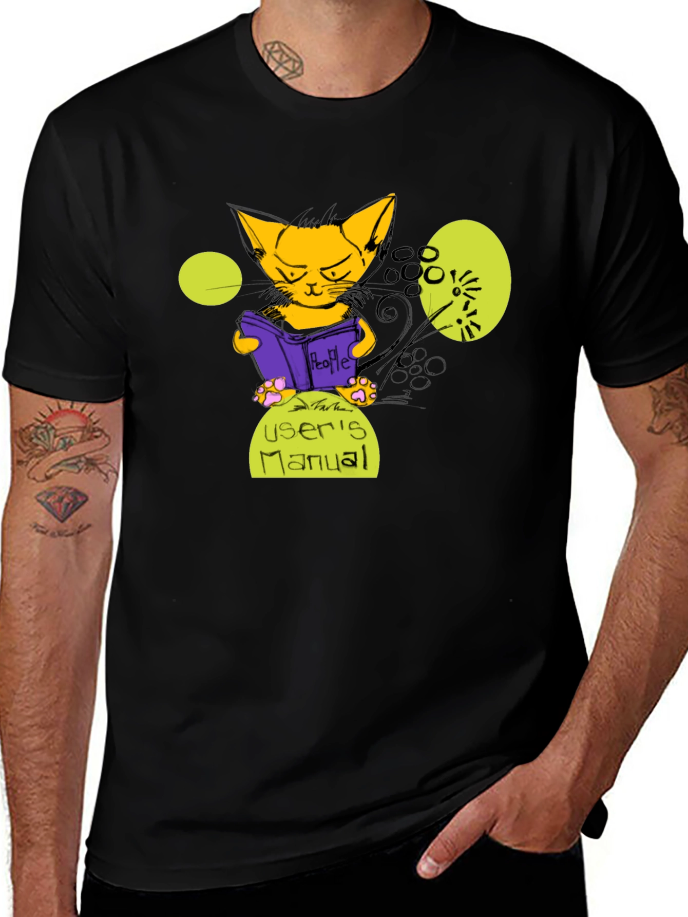 Cat Reading Users Manual Graphic T-Shirt