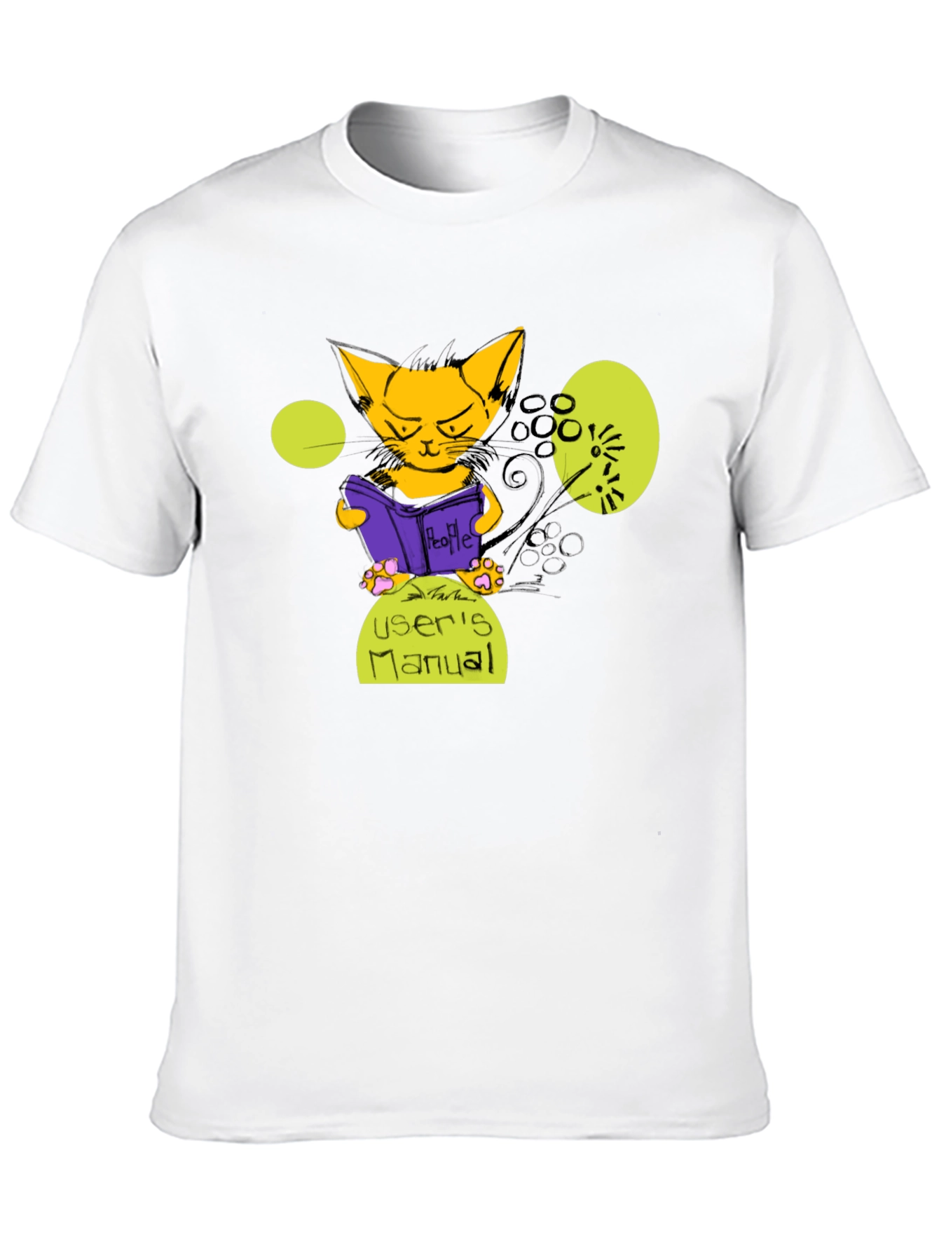 Cat Reading Users Manual Graphic T-Shirt