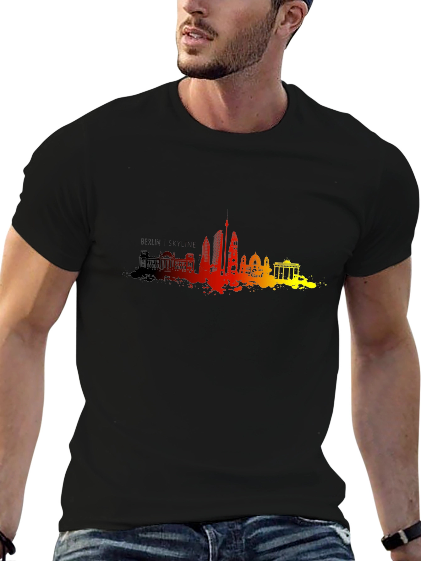 Berlin Skyline Mens Black Graphic Tee