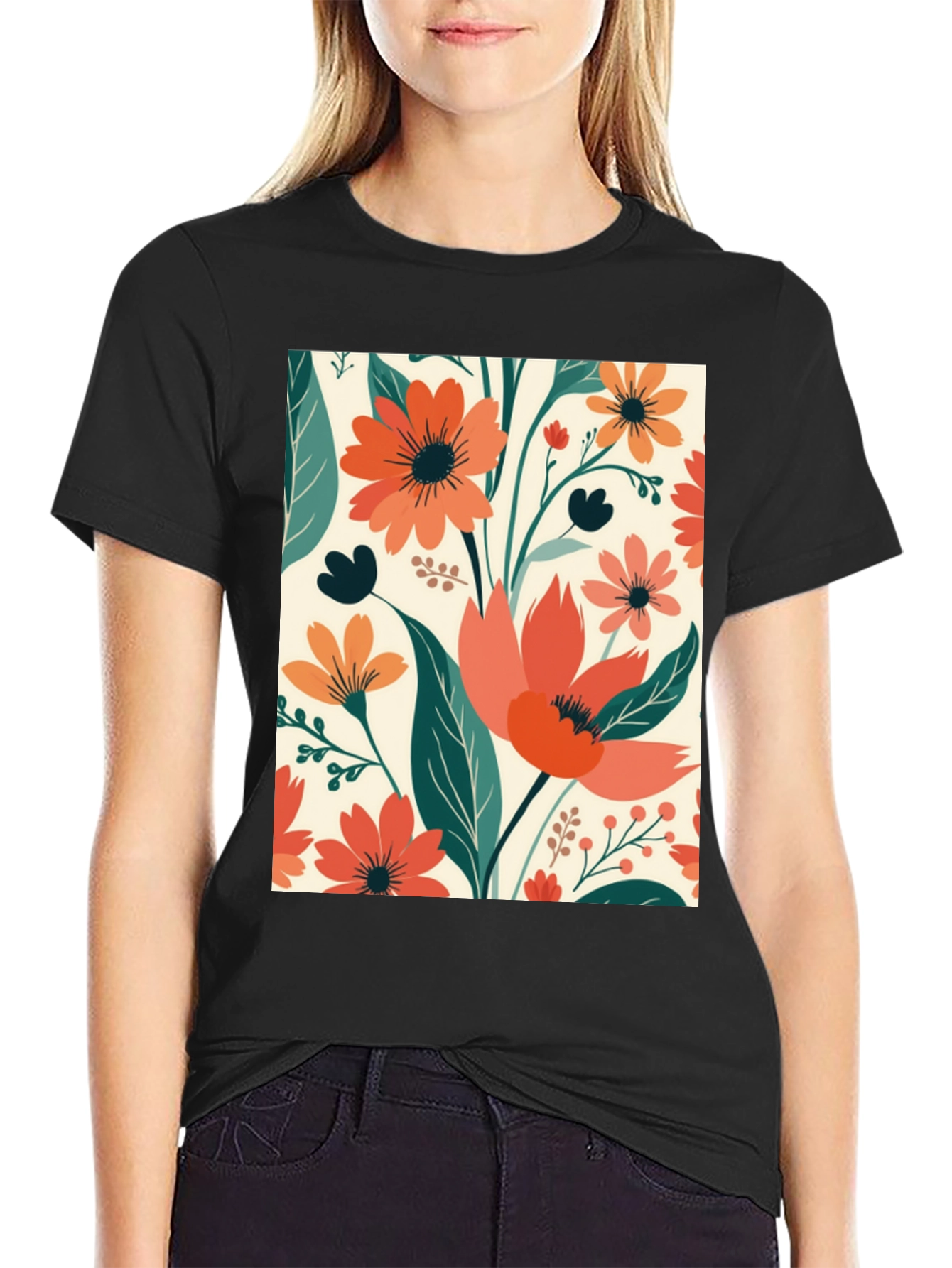 Floral Print Crew Neck T-Shirt