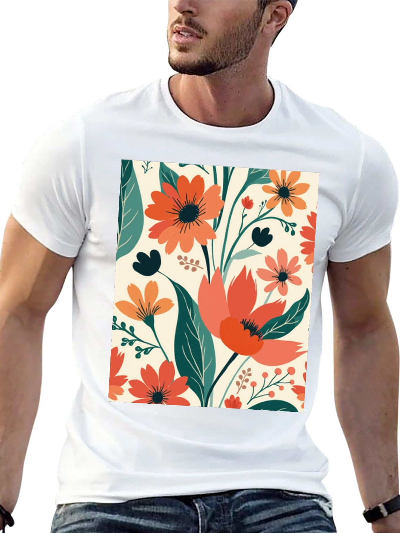 Floral Print Crew Neck T-Shirt