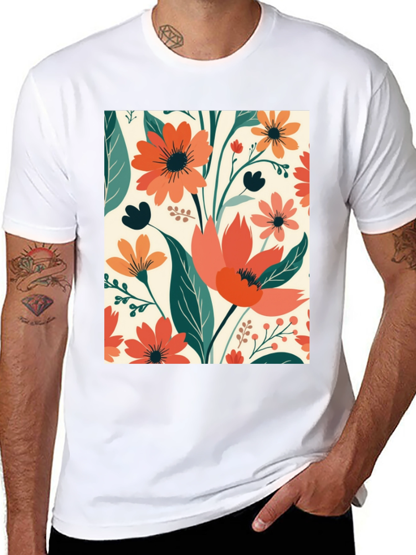 Floral Print Crew Neck T-Shirt