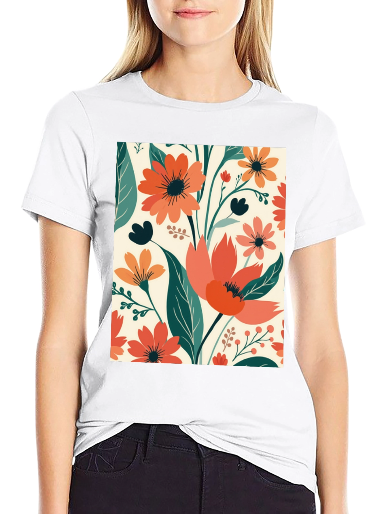 Floral Print Crew Neck T-Shirt