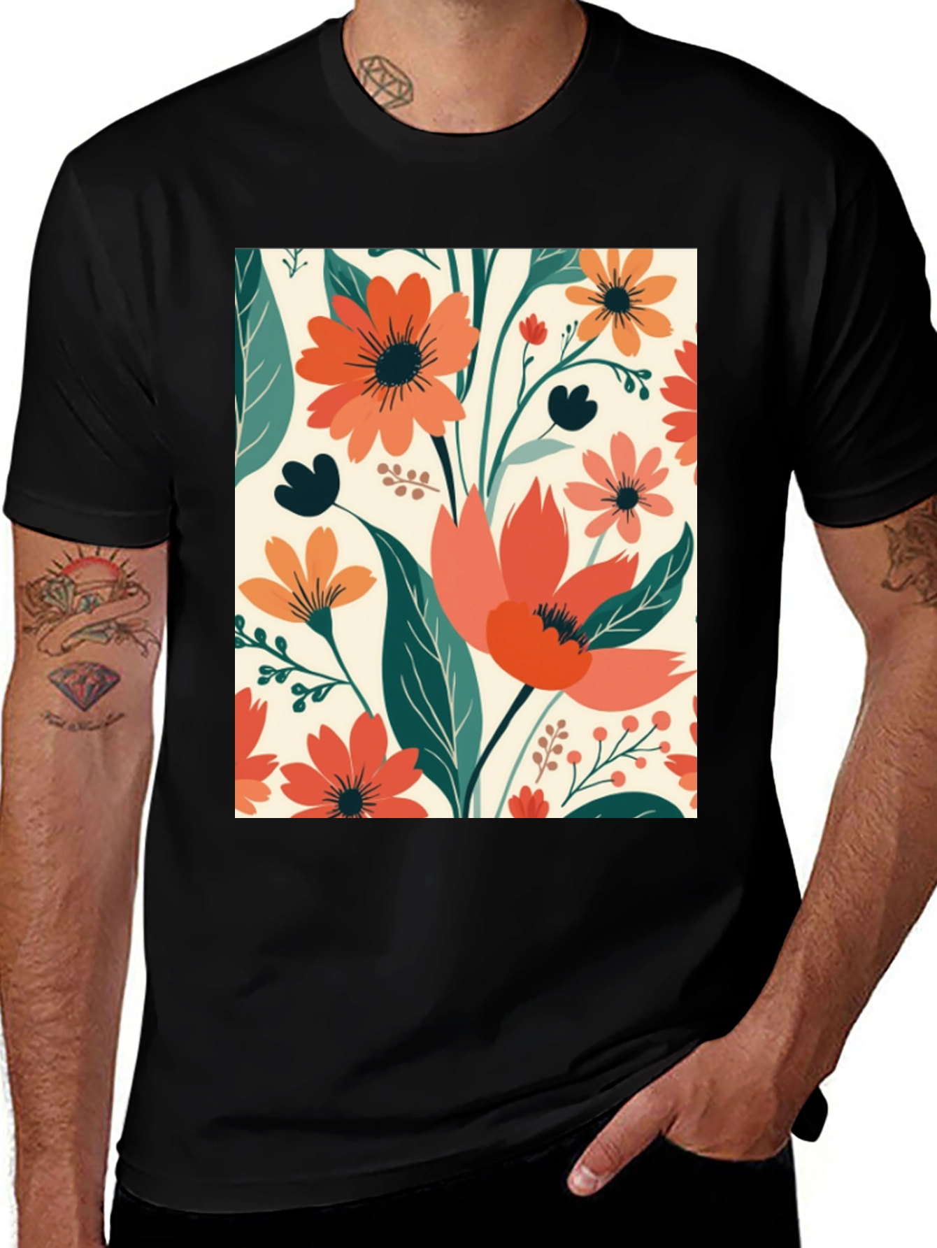 Floral Print Crew Neck T-Shirt