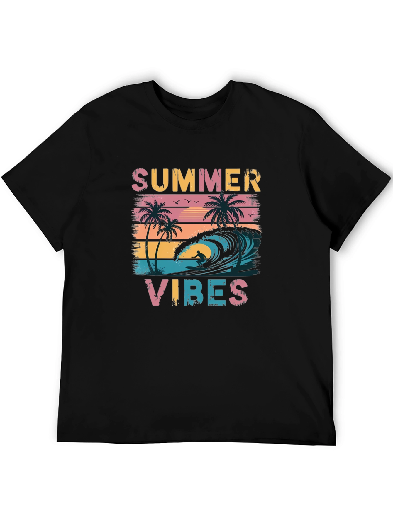 Summer Vibes Graphic Tee - Black Casual T-Shirt