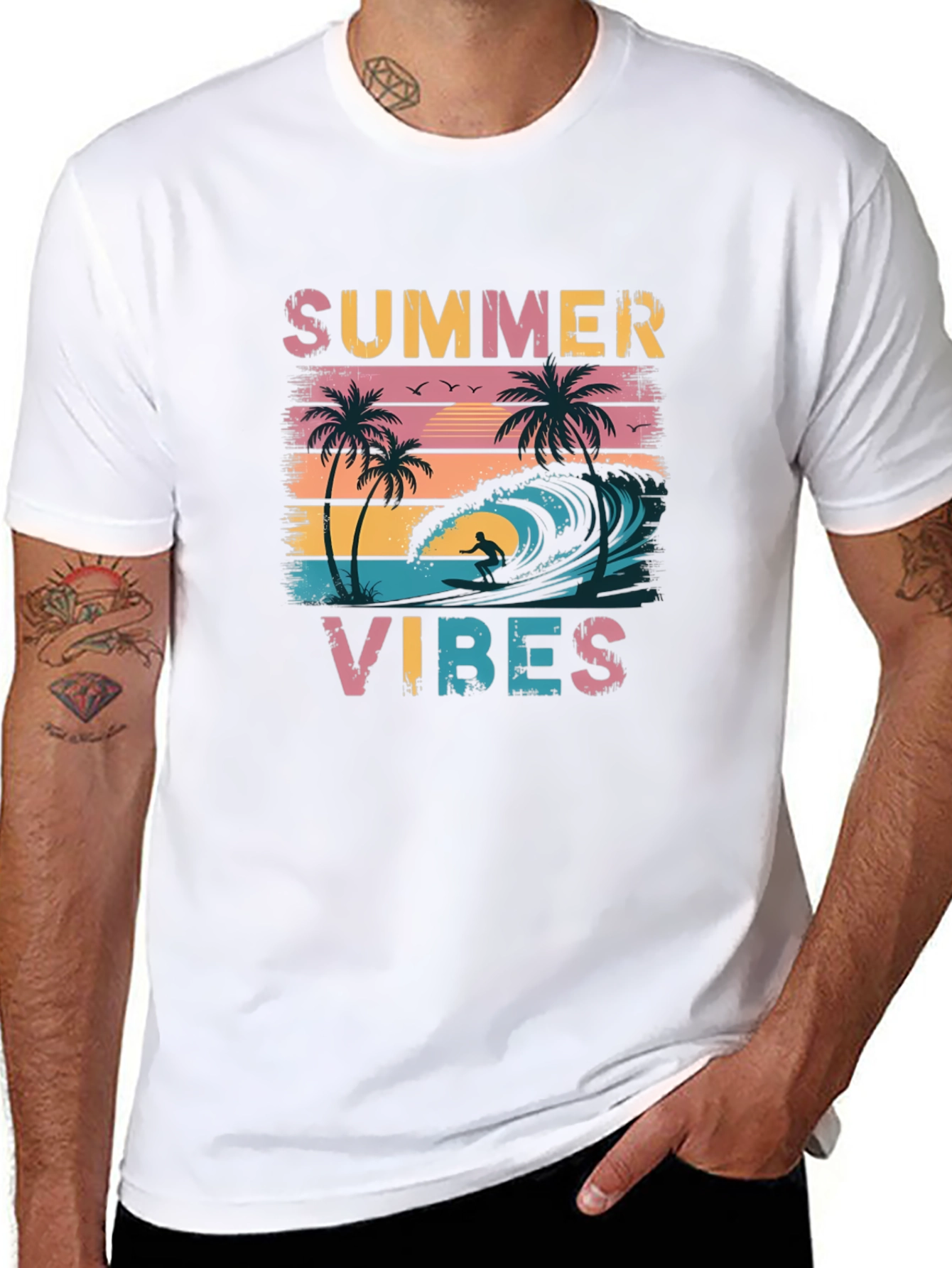 Summer Vibes Graphic Tee - Black Casual T-Shirt
