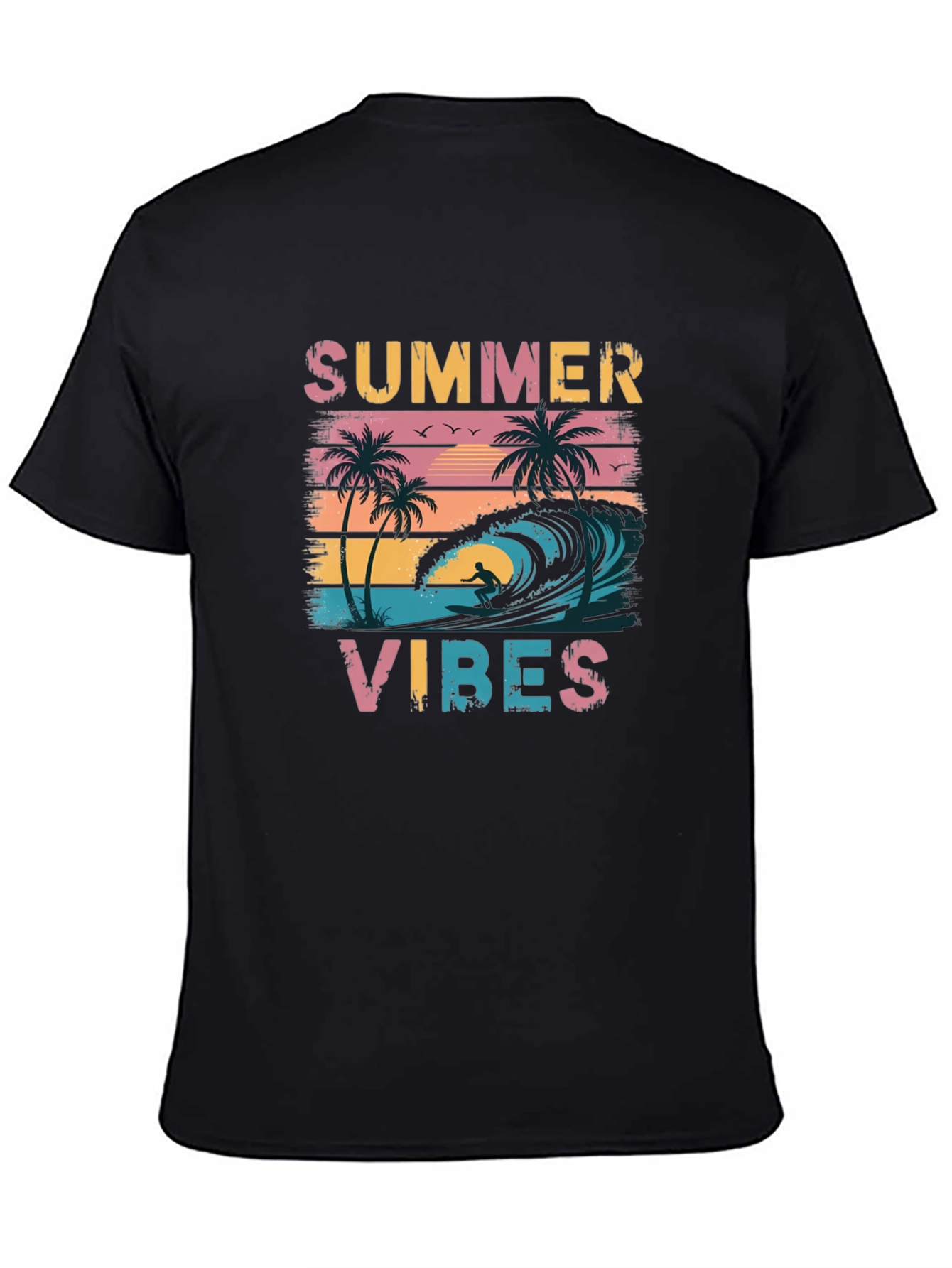 Summer Vibes Graphic Tee - Black Casual T-Shirt