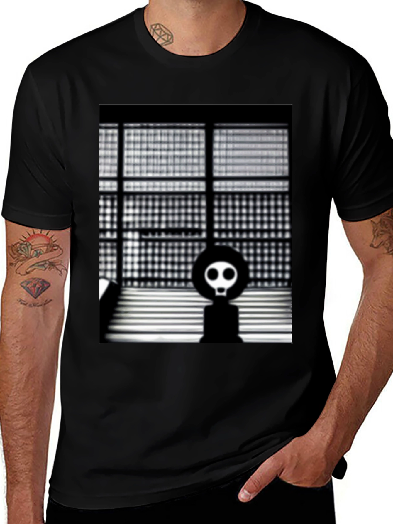 Modern Art T-Shirt - Geometric Skull Design
