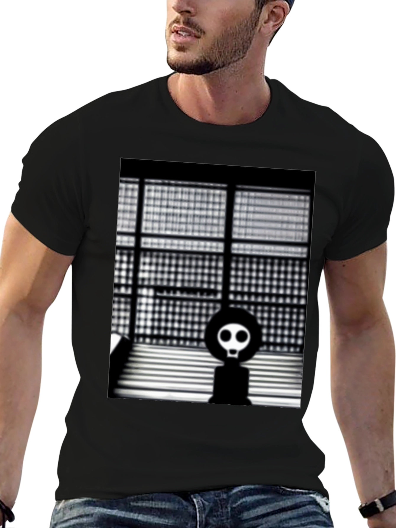 Modern Art T-Shirt - Geometric Skull Design