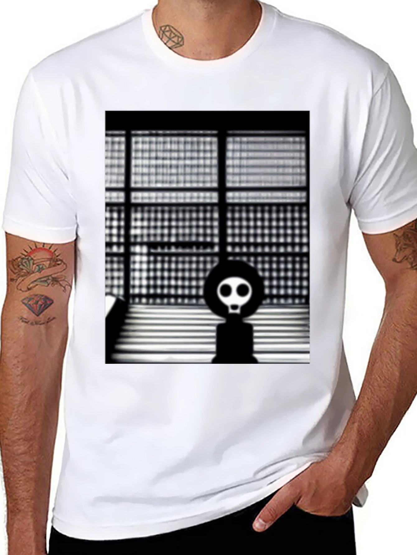 Modern Art T-Shirt - Geometric Skull Design