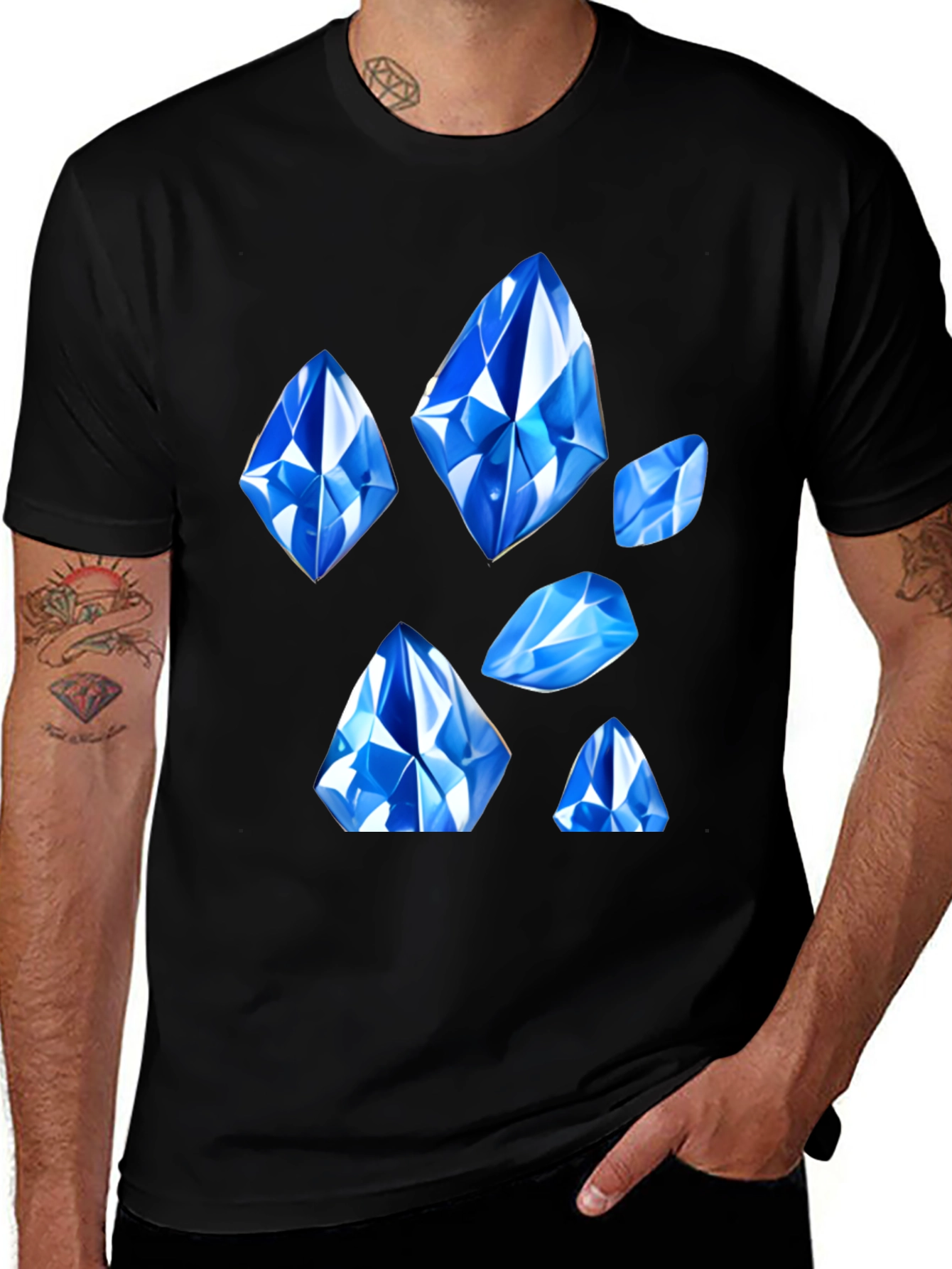 Blue Gemstone Graphic Tee - Modern Style