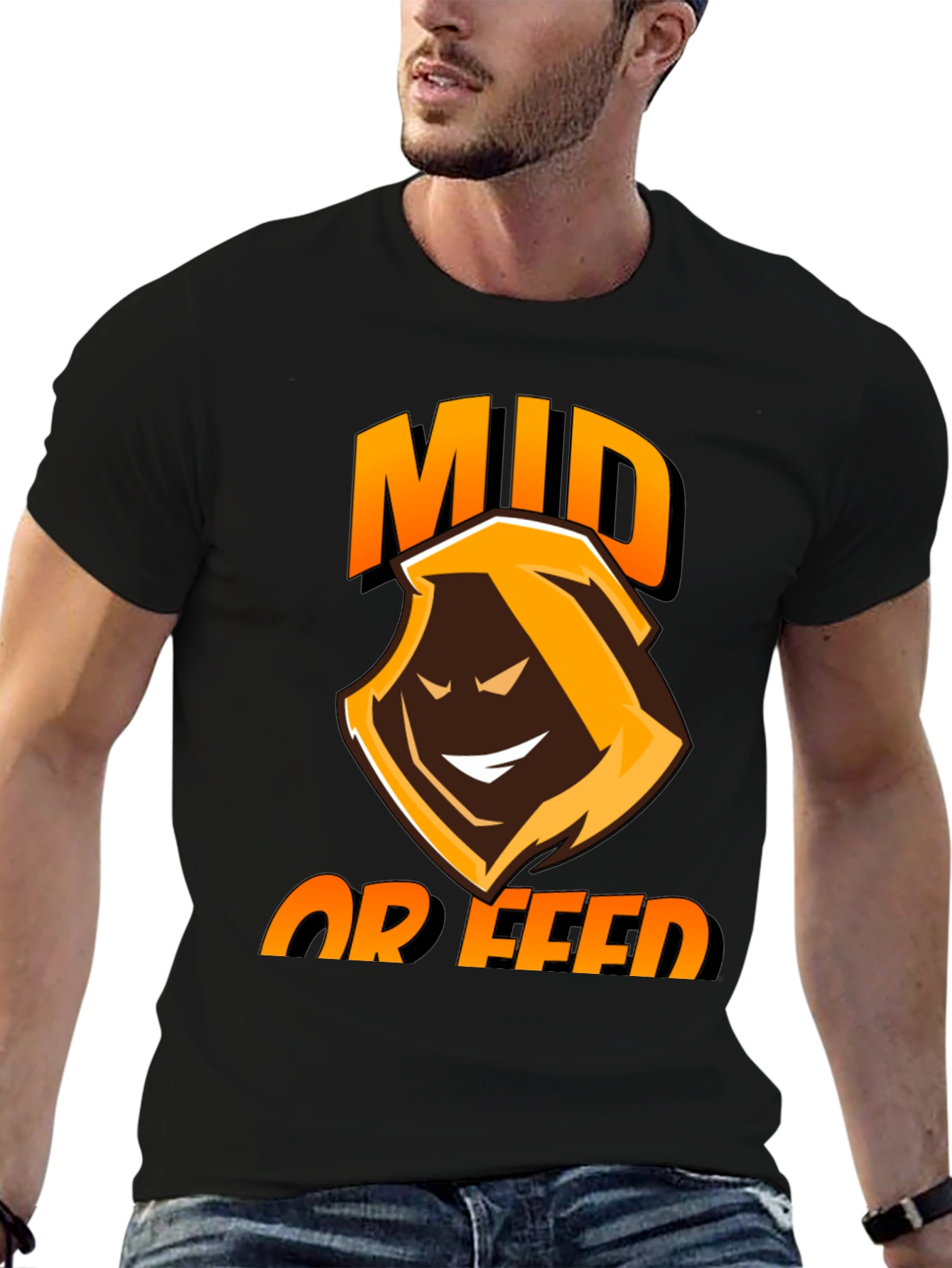 Mid or Feed Black Gaming T-Shirt