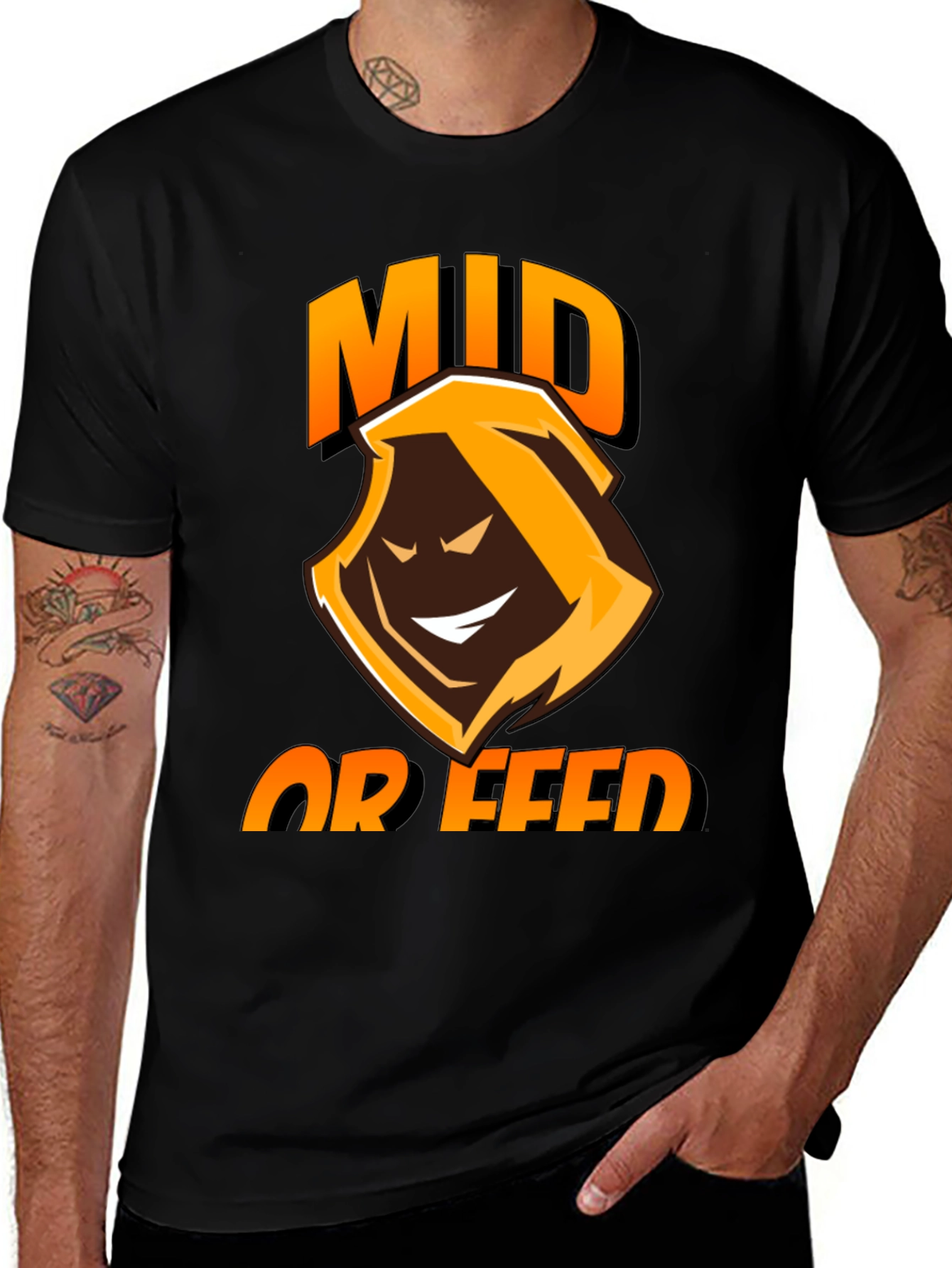 Mid or Feed Black Gaming T-Shirt