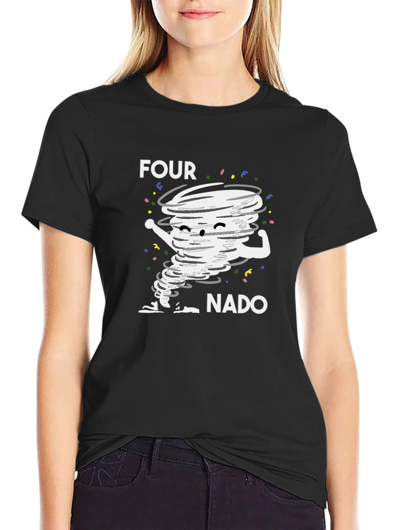 Four-Nado Graphic T-Shirt: Fun Tornado Design!