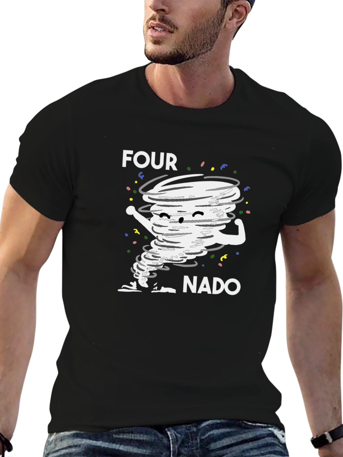 Four-Nado Graphic T-Shirt: Fun Tornado Design!