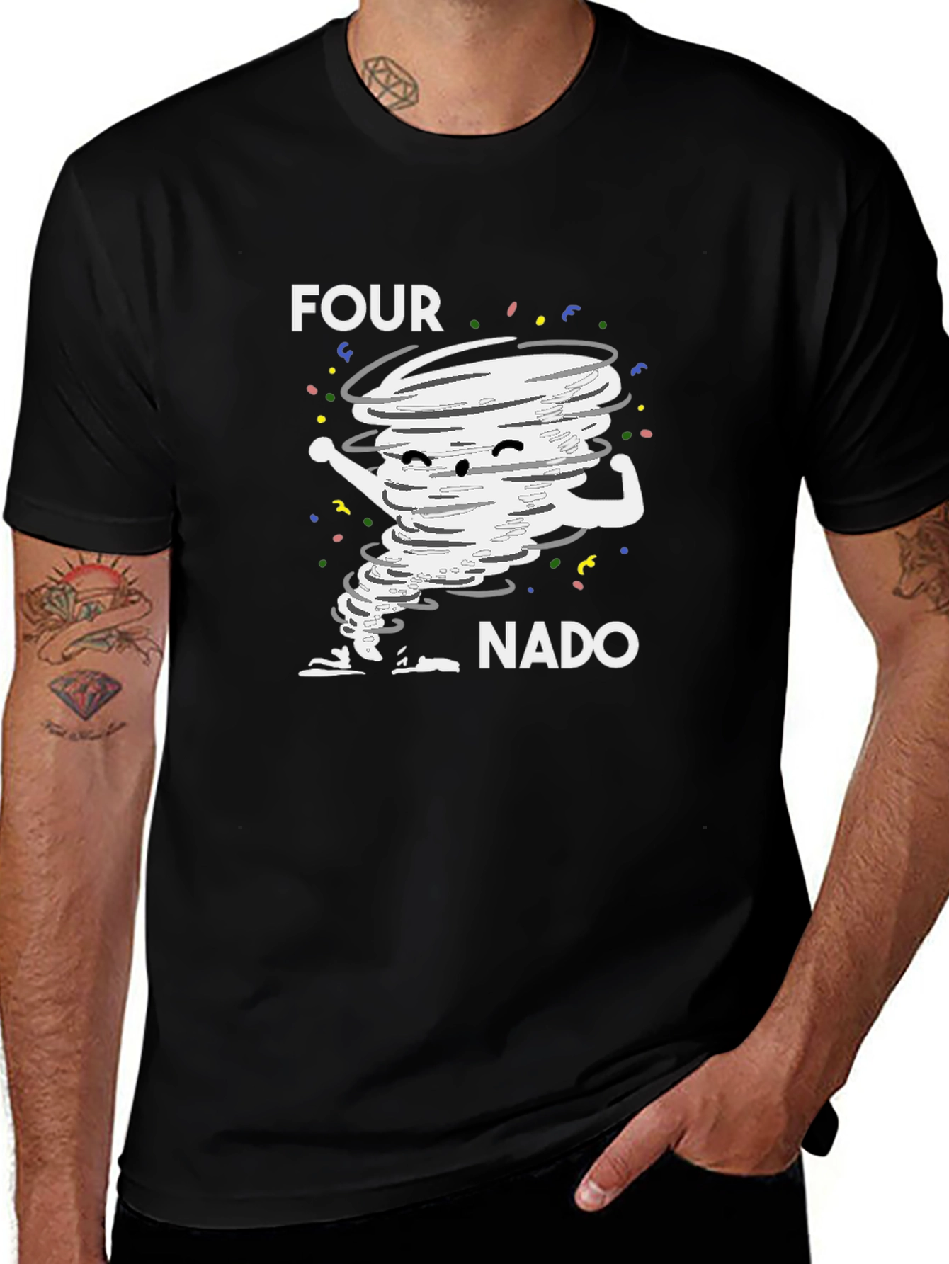 Four-Nado Graphic T-Shirt: Fun Tornado Design!