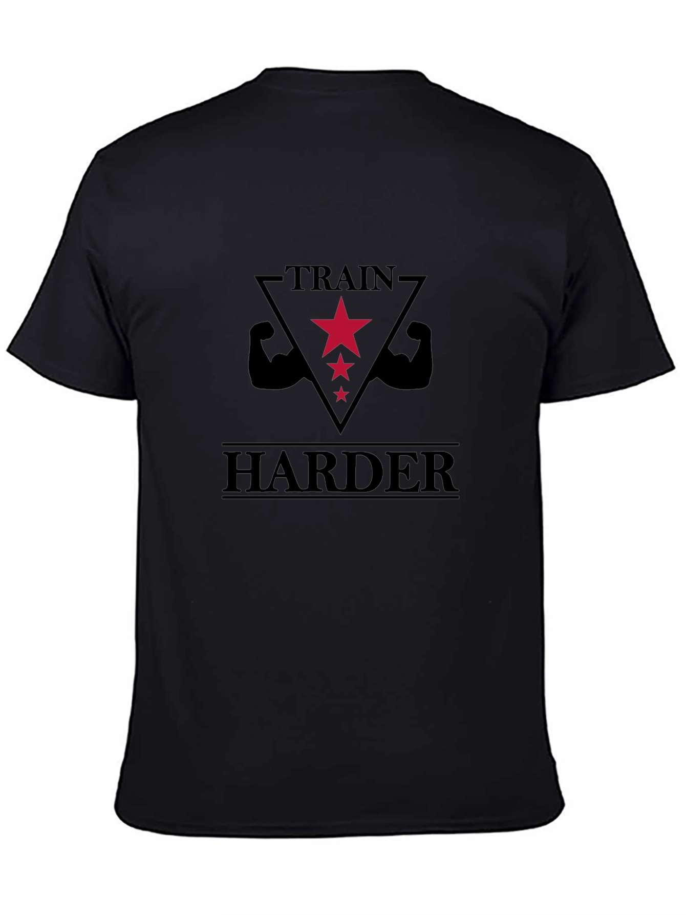 Train Harder Graphic Tee - Black Cotton T-Shirt