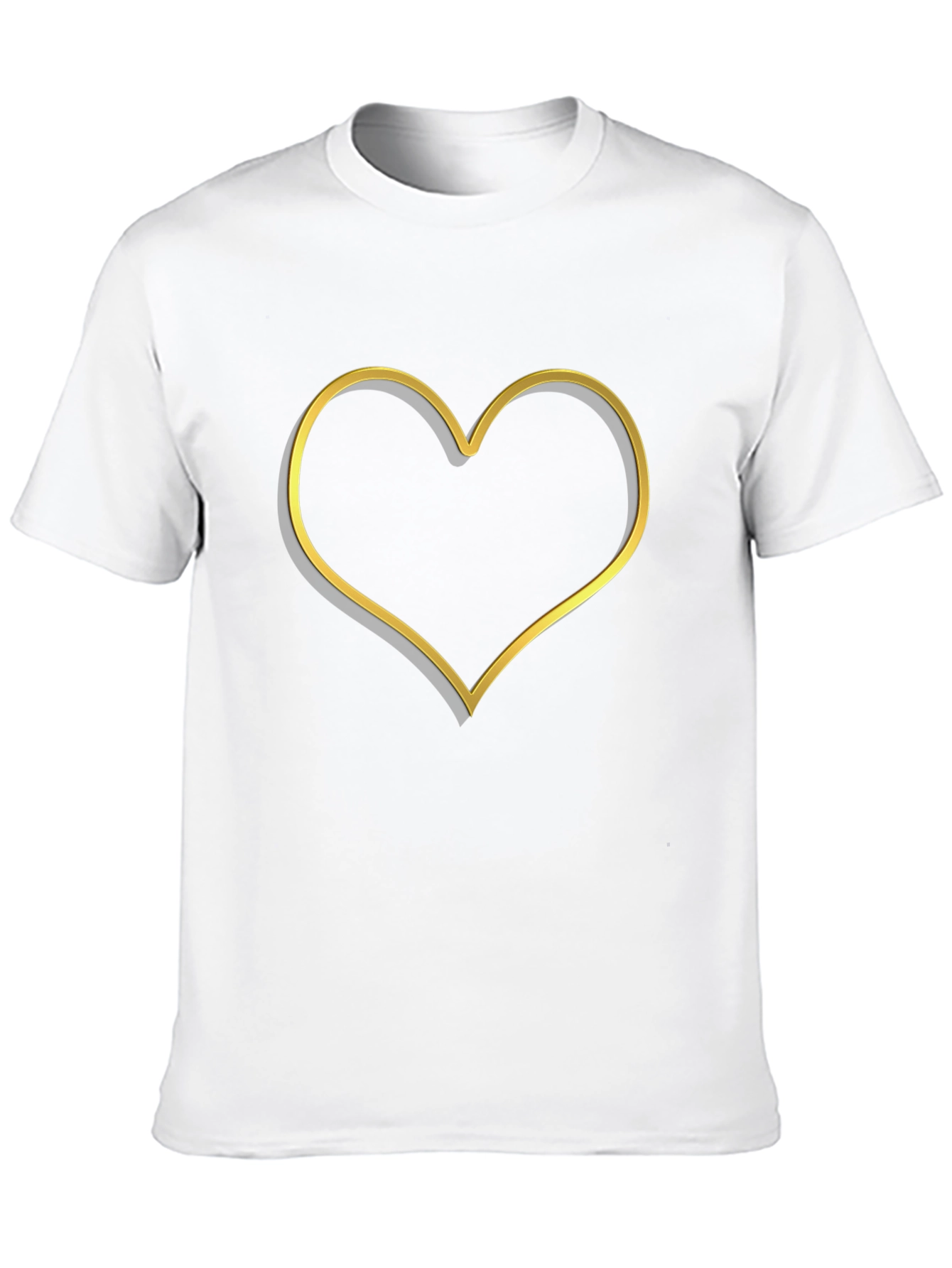 Golden Heart Outline Black T-Shirt