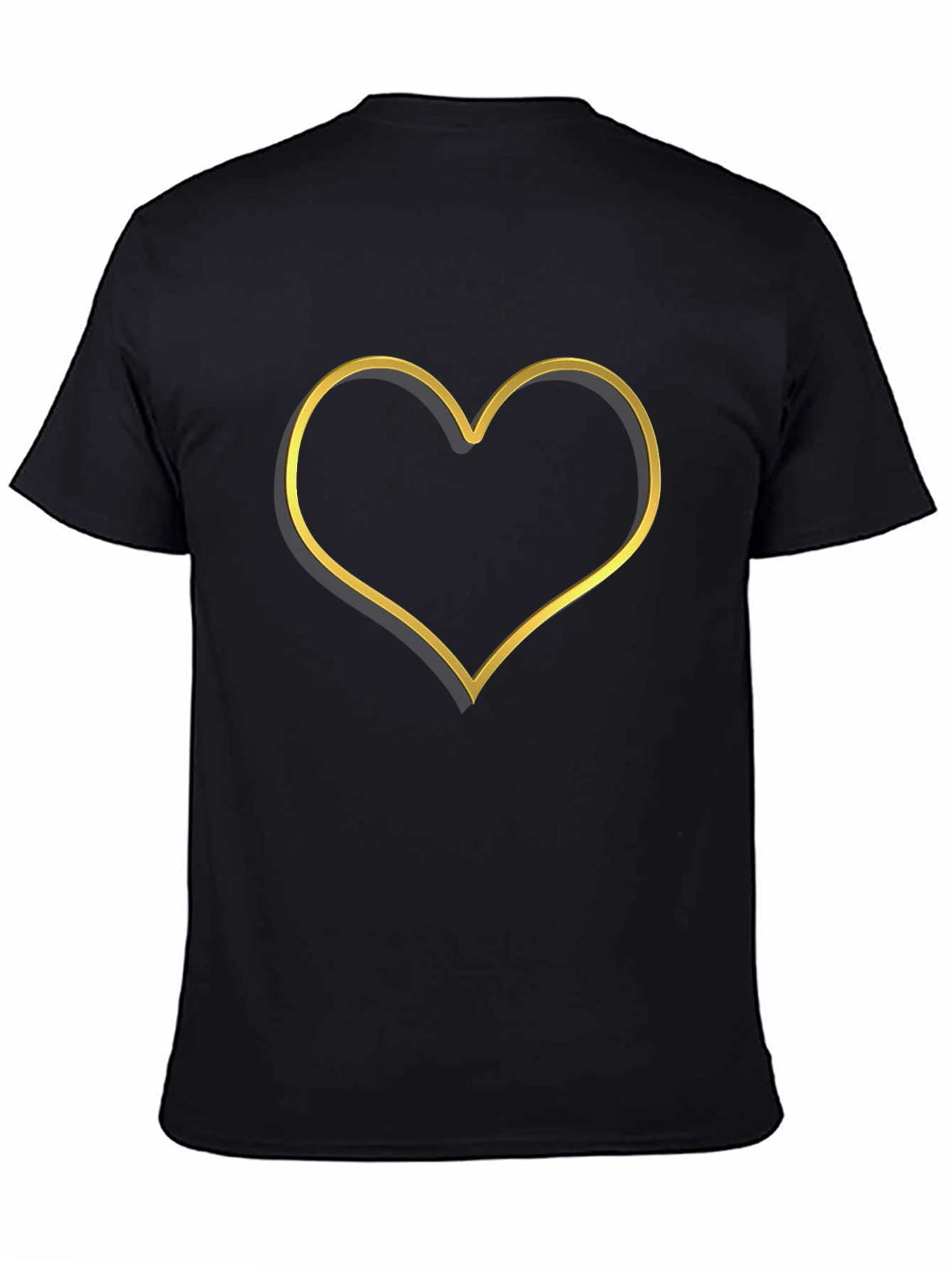 Golden Heart Outline Black T-Shirt