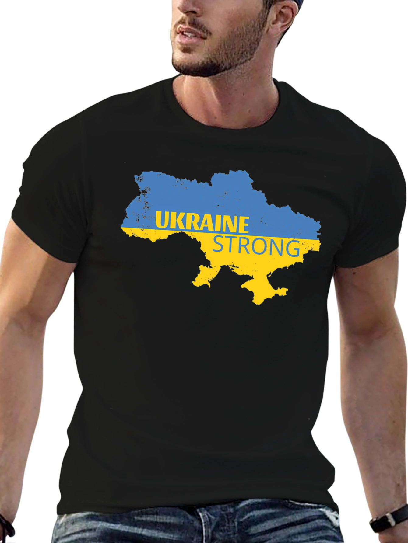 Ukraine Strong Map Graphic T-Shirt - Black
