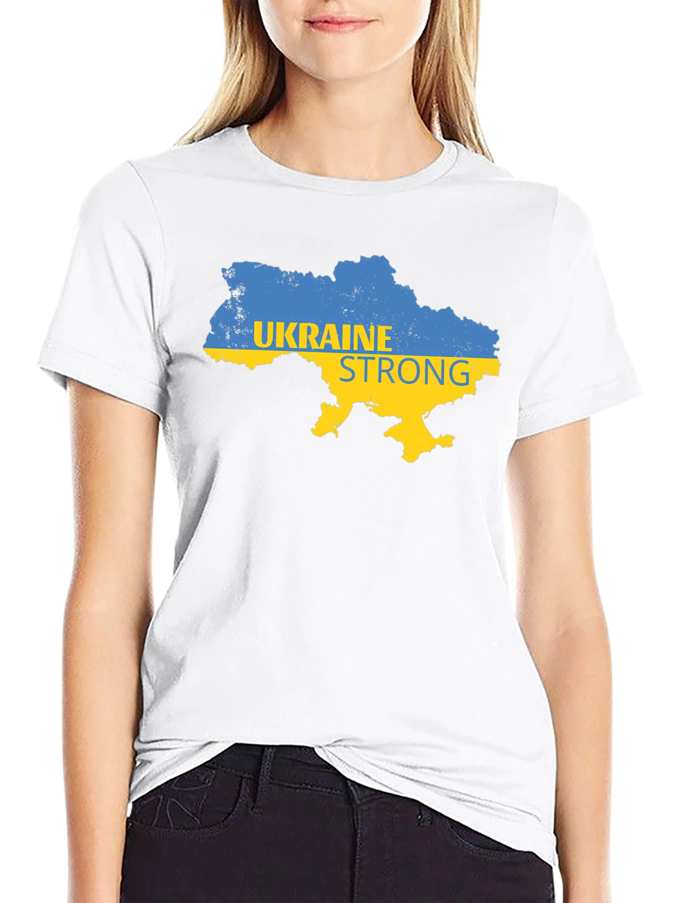 Ukraine Strong Map Graphic T-Shirt - Black