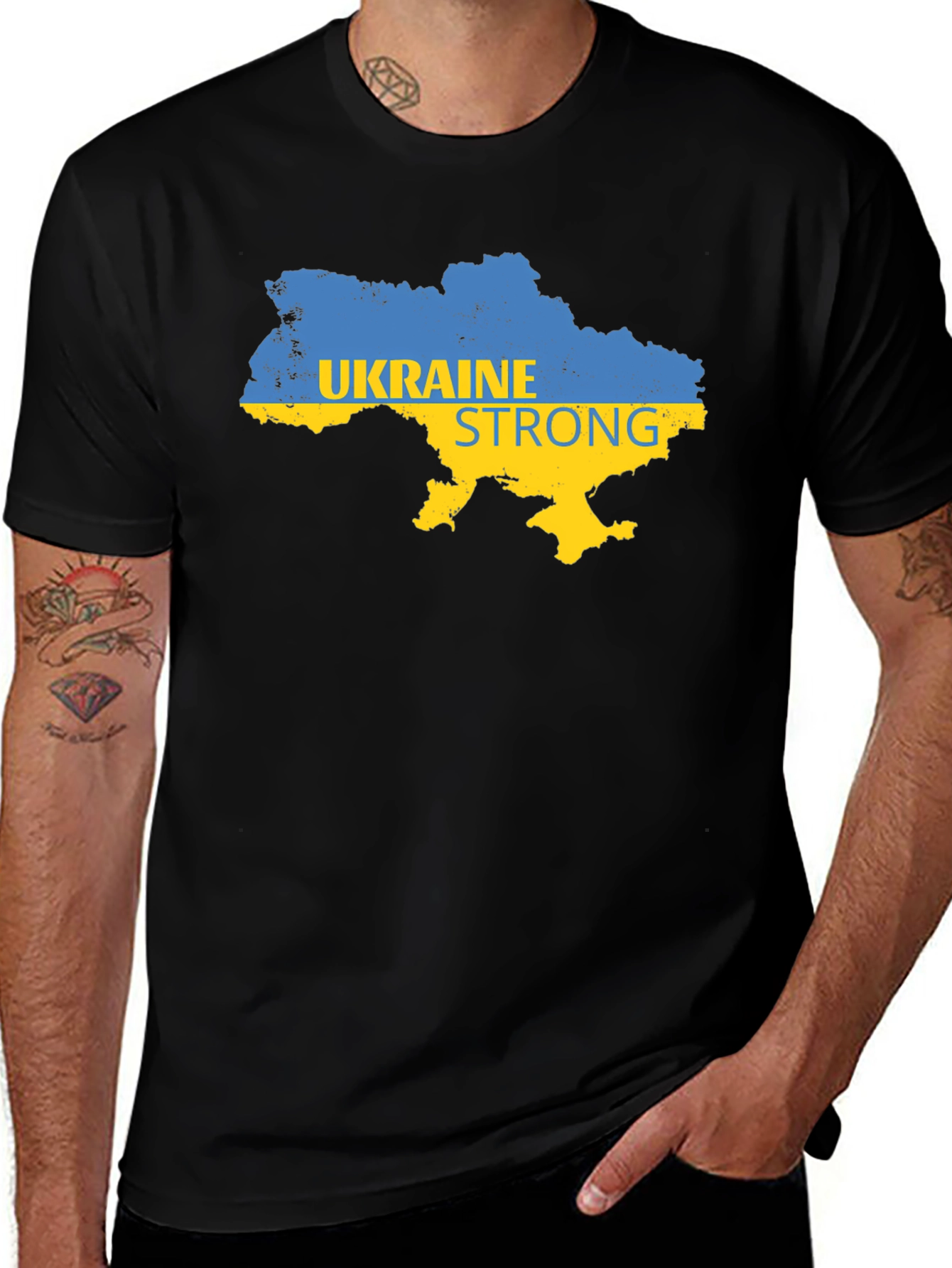 Ukraine Strong Map Graphic T-Shirt - Black