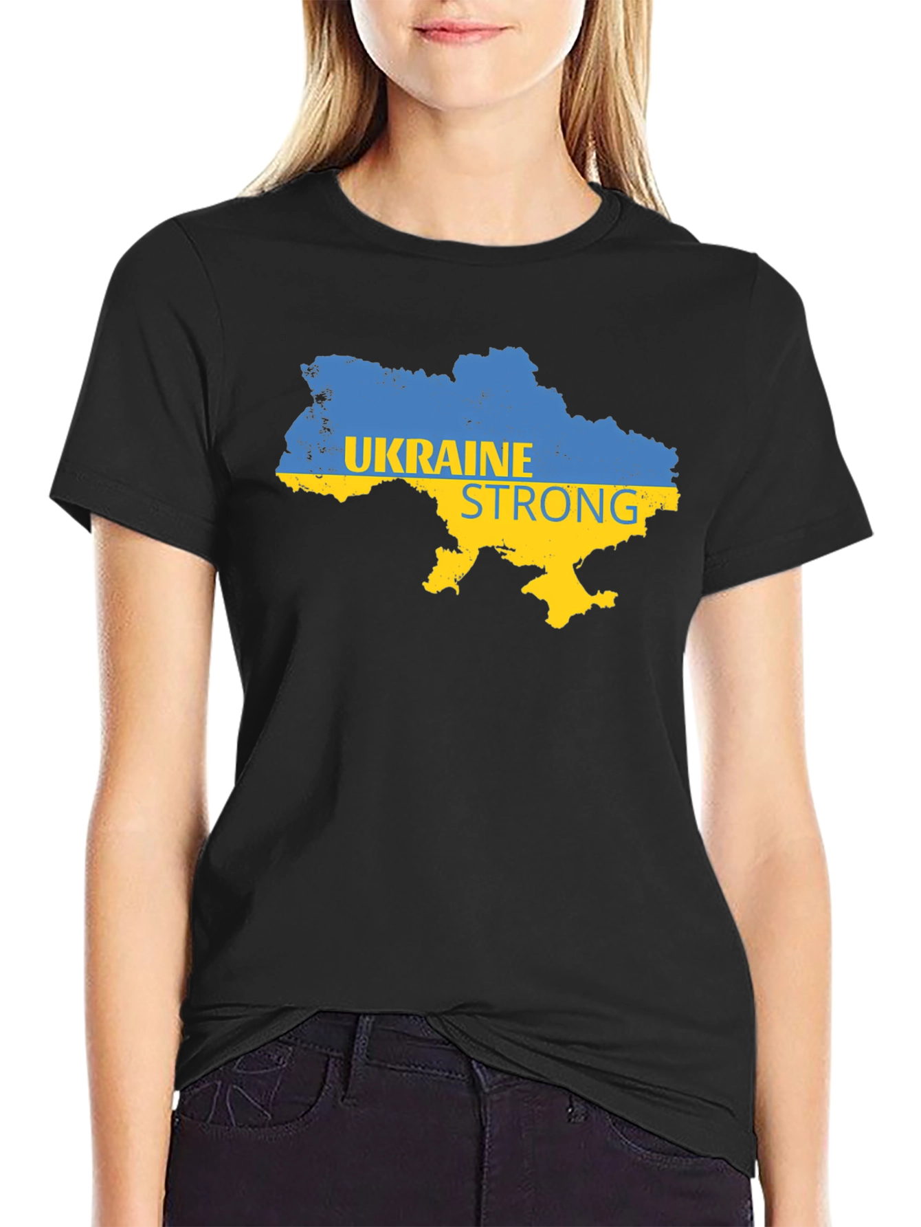 Ukraine Strong Map Graphic T-Shirt - Black