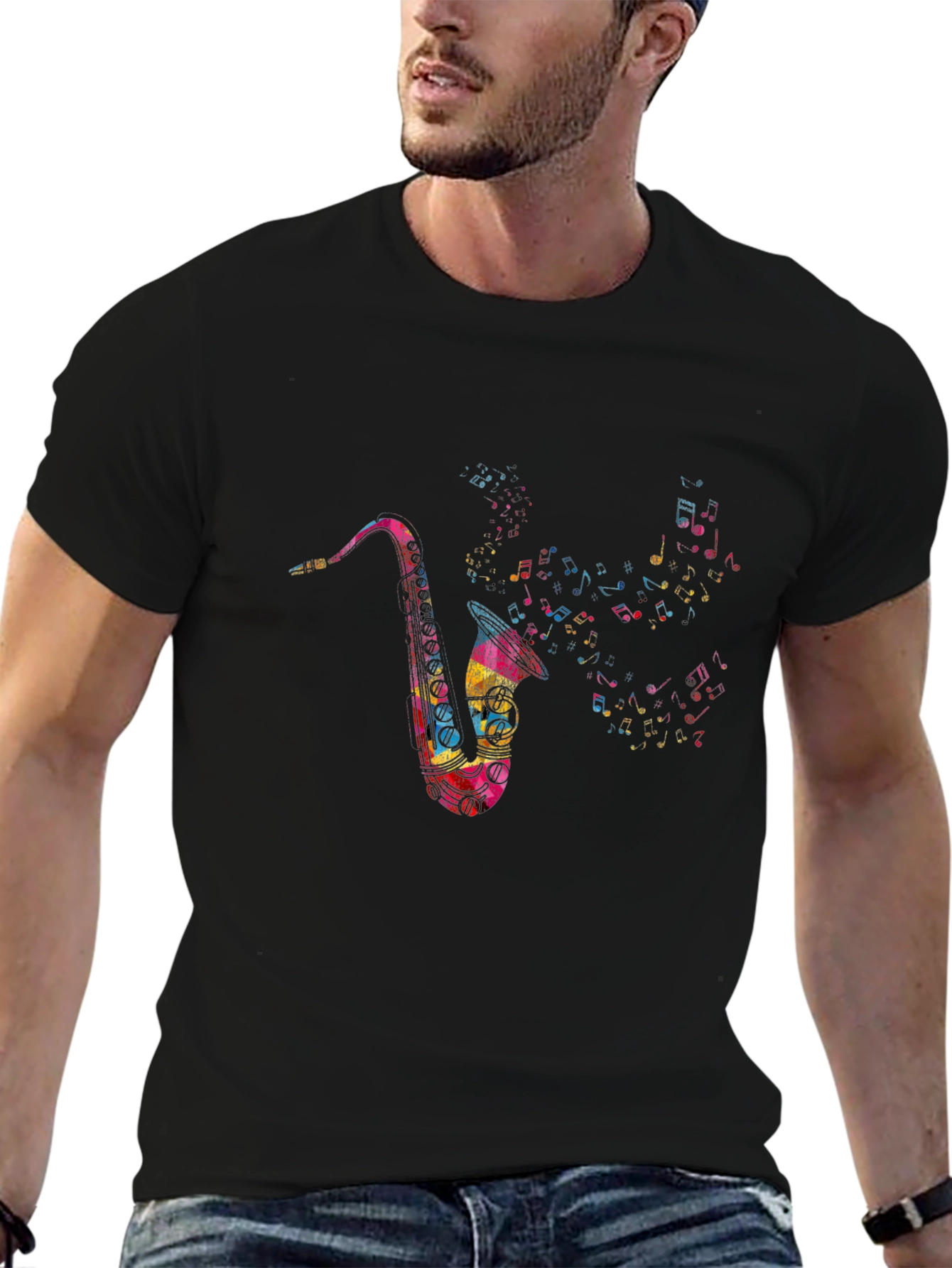 Saxophone Music Note T-Shirt - Mens