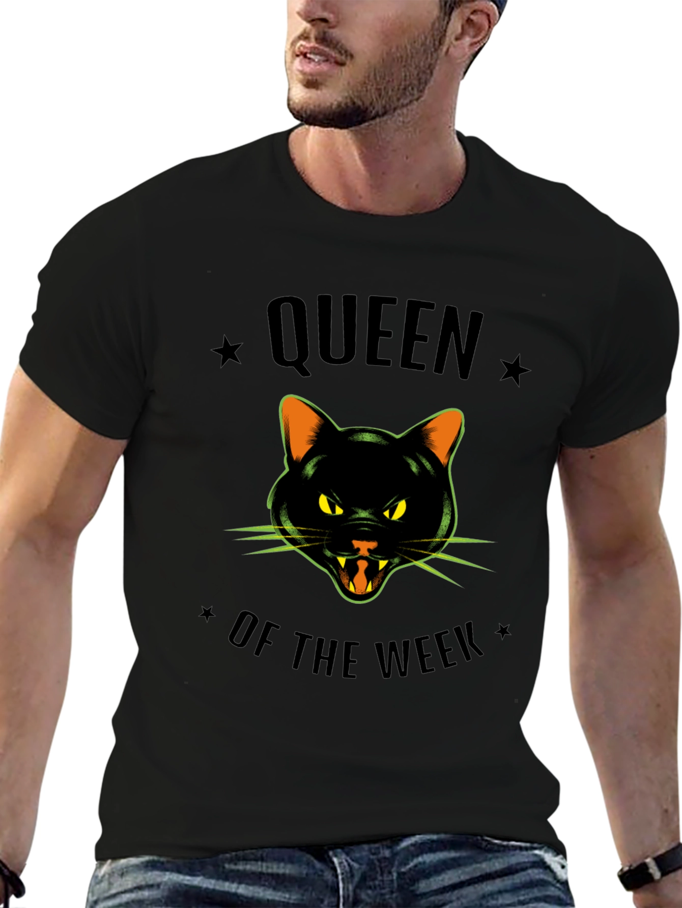 Queen of the Week Black Cat Graphic T-Shirt