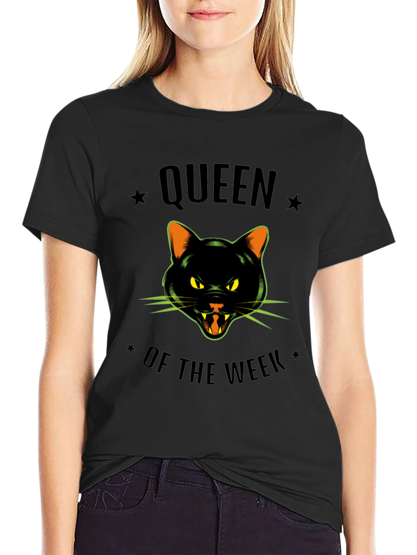 Queen of the Week Black Cat Graphic T-Shirt