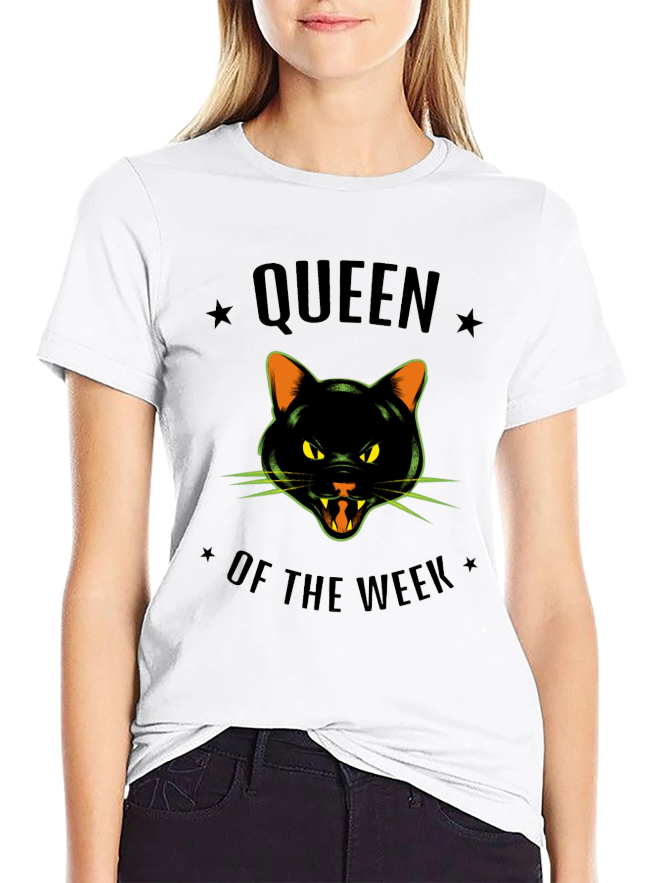 Queen of the Week Black Cat Graphic T-Shirt