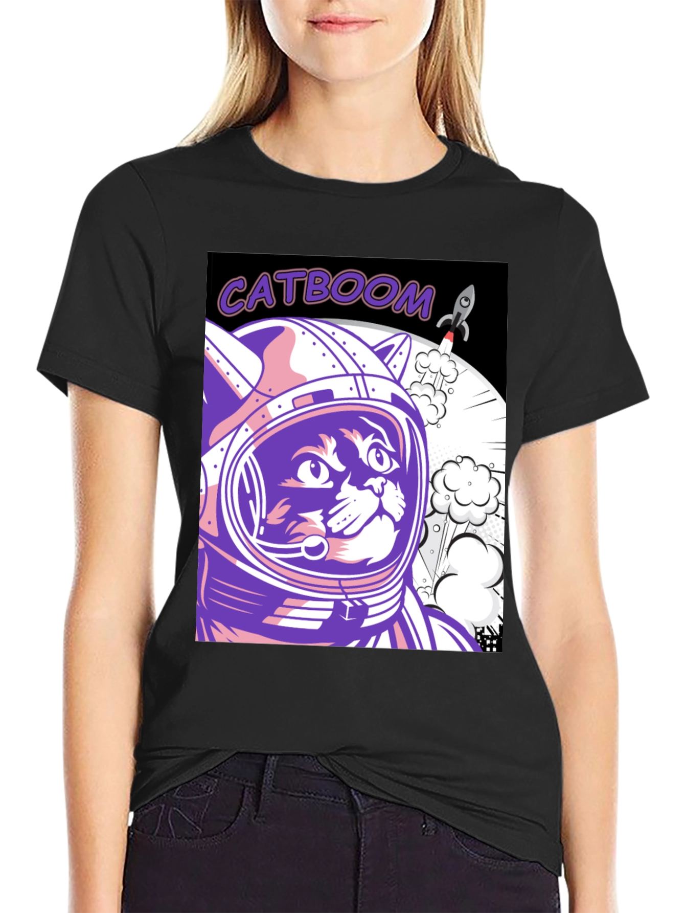 Catboom Astronaut Cat Graphic Tee