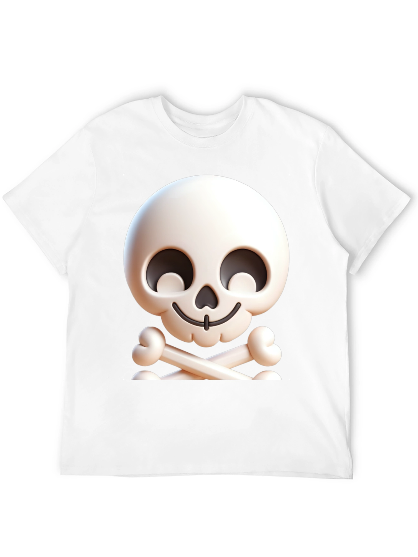 Cartoon Skull & Crossbones Graphic Black T-Shirt